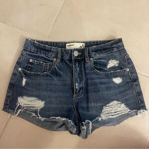 Garage Women's Festival Distressed Denim Shorts - Blue